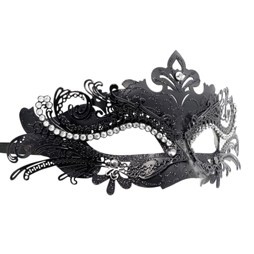 Coddsmz Maskerade Metallmaske - Venezianische Halloween Kostüm Maske für Karneval, Cosplay Party, Kostüm Ball, Hochzeit - Schwarz von Coddsmz