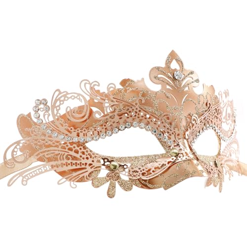 Coddsmz Maskerade Metallmasken Venezianische Halloween Kostüm Maske Karneval Maske Cosplay Party Kostüm Ball Hochzeit Party Maske Rose Gold LQ2343207E3Z von Coddsmz