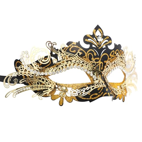Coddsmz Maskerade Metallmaske Venezianische Halloween Kostüm Karneval Cosplay Party Ball Hochzeit Maske, E831I45BU34ODET20M9TT, Gold von Coddsmz