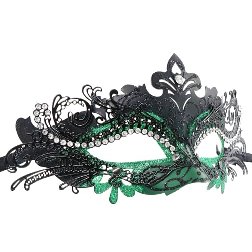 Coddsmz Maskerade Metallmasken - Venezianische Halloween Kostüm Maske für Karneval, Cosplay Party, Kostüm Ball, Hochzeit - 2340RJ314LDD9, Schwarz + Grün von Coddsmz