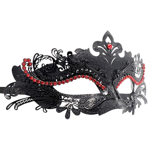 Coddsmz Maskerade Metallmasken Venezianische Halloween Kostüm Maske Karneval Maske Cosplay Party Kostüm Ball Hochzeit Party Maske, HX420HUQ632FH34GBG, Schwarz / Rot von Coddsmz