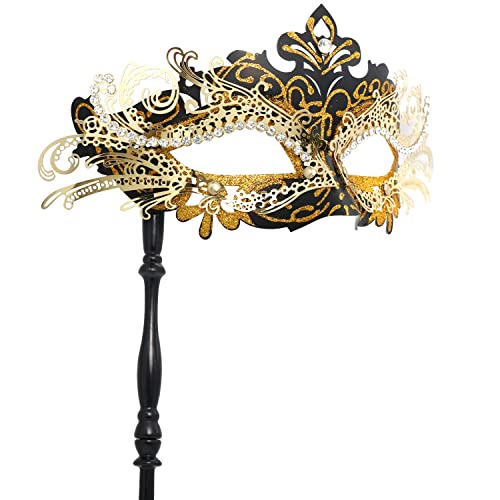 Coddsmz Masquerade Mask with Holding Stick Venetian Halloween Costume Mask Mardi Gras Mask for Womens Party Coddsmz Masquerade Mask with Holding Stick Venetian Halloween Costume Mask Mardi Gras Mask for Womens Party von Coddsmz