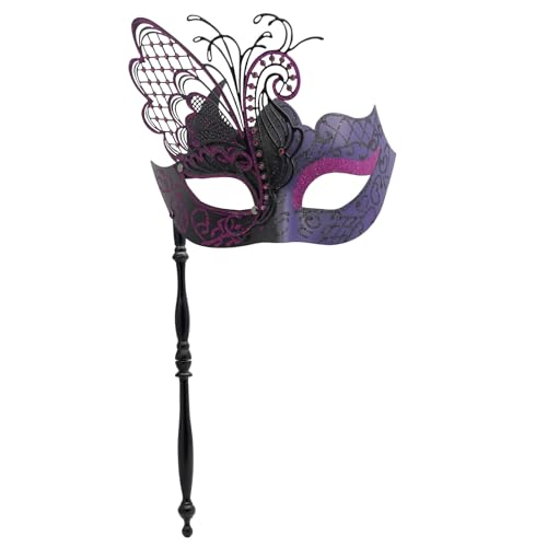 Coddsmz Masquerade Masks with Stick Mysterious Venetian Mask Butterfly Lady Sexy Mask Halloween Party Prom Ball Mask Bar Costumes Accessory von Coddsmz