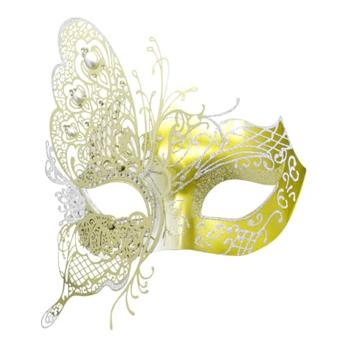 Mysteriöse venezianische Schmetterlingsmaske, Halloween-Party-Maske, Abend, Abschlussball, Ballmaske, Bar-Kostüm-Zubehör, Gelb-1, Größe M Mysteriöse venezianische Schmetterlingsmaske, Halloween-Party-Maske, Abend, Abschlussball, Ballmaske, Bar-Kostüm-Zubehör, Gelb-1, Größe M von Coddsmz