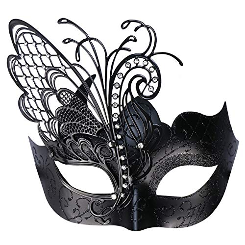 Mysteriöse venezianische Schmetterlingsmaske für Damen, Maskerade, Halloween, Party, Abend, Abschlussball, Ball, Maske, Bar-Kostüme, Zubehör, schwarz 2, Medium von Coddsmz