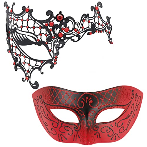 Paar-Masken, Metallmasken, Karneval, Abschlussball, venezianische Party, Halloween-Kostüme, Zubehör von Coddsmz