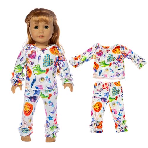 Codulu 18 Zoll amerikanische Puppenkleidung Halloween-Kürbis-Skelett Hosen Top und Zubehör für 43-46 cm Puppen-Zubehör 2-teiliges Set-D von Codulu