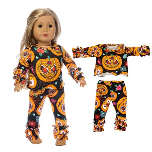 Codulu 18 Zoll amerikanische Puppenkleidung Halloween-Kürbis-Skelett Top Hose 43-46 cm Puppenzubehör für Mädchenpuppen-2 Stück/Set-B Codulu 18 Zoll amerikanische Puppenkleidung Halloween-Kürbis-Skelett Top Hose 43-46 cm Puppenzubehör für Mädchenpuppen-2 Stück/Set-B von Codulu