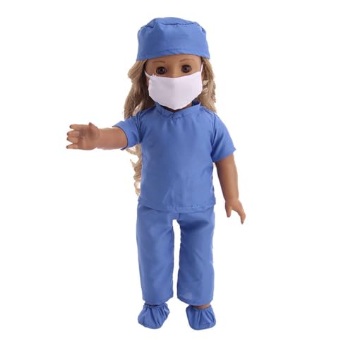 Codulu 18 Zoll amerikanische Puppenkleidung Krankenschwester Uniform Doktor Uniform Kleider 43-46cm Puppenzubehör Puppen-17-18 Zoll Puppen-1 Set-Blau von Codulu