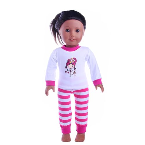 Codulu 18 Zoll amerikanische Puppenkleidung-Puppen-bedruckter Weihnachtspyjama Top Hose Nachthemd Kleider Zubehör für 43-46cm Puppen-Mädchen Puppen-2 Teile/Set-C Codulu 18 Zoll amerikanische Puppenkleidung-Puppen-bedruckter Weihnachtspyjama Top Hose Nachthemd Kleider Zubehör für 43-46cm Puppen-Mädchen Puppen-2 Teile/Set-C von Codulu