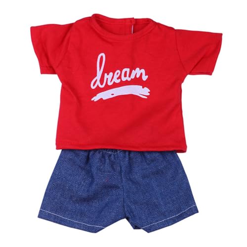 Codulu 18 Zoll amerikanische Puppenkleidung-T-Shirt Shorts Sommerkleider Zubehör für 43-46 cm Puppen-Puppen-Puppen-2 Teile/Set-Rot Codulu 18 Zoll amerikanische Puppenkleidung-T-Shirt Shorts Sommerkleider Zubehör für 43-46 cm Puppen-Puppen-Puppen-2 Teile/Set-Rot von Codulu
