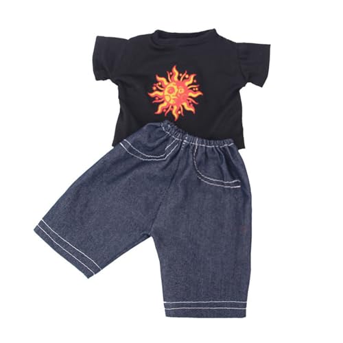 Codulu 18 Zoll amerikanische Puppenkleidung-T-Shirt Shorts Sommerkleider Zubehör für 43-46 cm Puppen-Puppen-Puppen-2 Teile/Set-Schwarz Codulu 18 Zoll amerikanische Puppenkleidung-T-Shirt Shorts Sommerkleider Zubehör für 43-46 cm Puppen-Puppen-Puppen-2 Teile/Set-Schwarz von Codulu