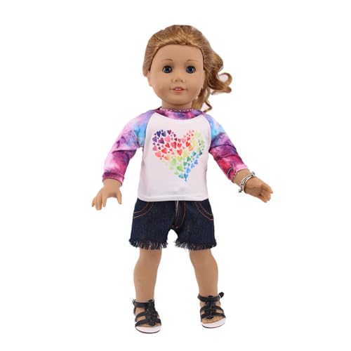 Codulu 18 Zoll amerikanische Puppenkleidung-Top Shorts Hose Casual Sommerkleider Zubehör für 43-46cm Puppen-1 Set-B Codulu 18 Zoll amerikanische Puppenkleidung-Top Shorts Hose Casual Sommerkleider Zubehör für 43-46cm Puppen-1 Set-B von Codulu