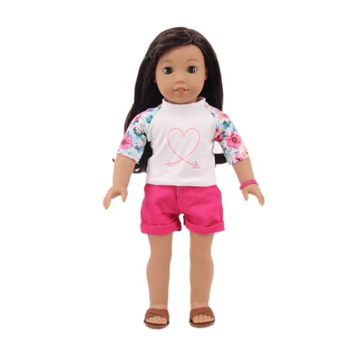 Codulu 18 Zoll amerikanische Puppenkleidung-Top Shorts Hosen Casual Sommerkleider Zubehör für 43-46cm Puppen-1 Set-A Codulu 18 Zoll amerikanische Puppenkleidung-Top Shorts Hosen Casual Sommerkleider Zubehör für 43-46cm Puppen-1 Set-A von Codulu