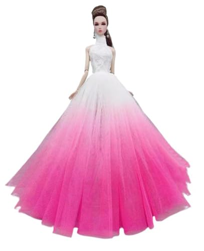 Codulu Puppenkleid für 11,5 Zoll America Doll 30 cm Mädchenpuppe-Abendkleid mit Farbverlauf, Hochzeitskleid, Outfits für 1/6 BJD Puppe, Kinderspielzeug-1 Stück-#Pink von Codulu