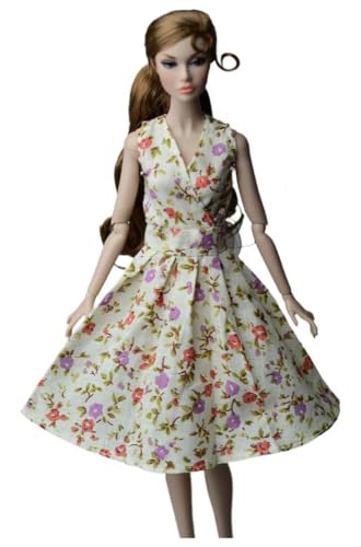 Codulu Puppenkleid für 11,5 Zoll America Doll 30 cm Mädchenpuppe-Blumenkleid mit V-Ausschnitt, Outfits für 1/6 BJD Puppe, Kinderspielzeug, 1 Stück.,#J von Codulu