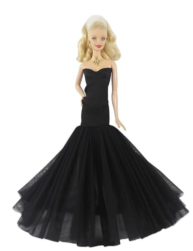 Codulu Puppenkleid für 11,5 Zoll America Doll 30 cm Mädchenpuppe-Fischschwanzkleid, trägerloses Hochzeitskleid, Outfits für 1/6 BJD-Puppe, Kinderspielzeug-1 Stück-#Schwarz von Codulu