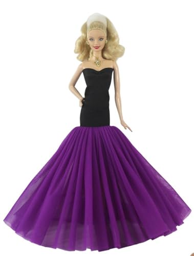 Codulu Puppenkleid für 11,5 Zoll America Doll 30 cm Mädchenpuppe-Fischschwanzkleid trägerlos Hochzeitskleid Outfits für 1/6 BJD Puppe Kinderspielzeug-1 Stück-#Lila von Codulu