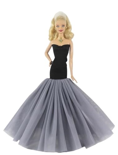 Codulu Puppenkleid für 11,5 Zoll America Doll 30 cm Mädchenpuppe-Fischschwanzkleid trägerloses Hochzeitskleid Outfits für 1/6 BJD Puppe Kinderspielzeug-1 Stück-#Grau von Codulu