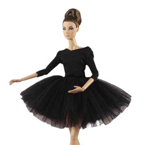 Codulu Puppenkleid für 11,5 Zoll America Doll 30 cm Mädchenpuppe-Tutus Ballettkleid Outfits für 1/6 BJD Puppe Kinderspielzeug-1 Stück-#Schwarz von Codulu