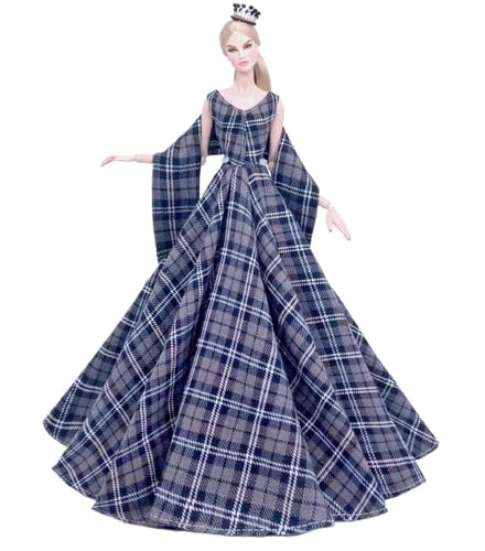 Codulu Puppenkleid für 11,5 Zoll America Doll 30cm Mädchenpuppe-Abendkleid Kariertes Kleid Outfits für 1/6 BJD Puppe Kinderspielzeug-1PCS-#D von Codulu
