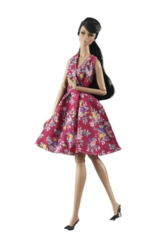 Codulu Puppenkleid für 11,5 Zoll America Doll 30cm Mädchenpuppe-Blumenkleid V-Ausschnitt Kleid Outfits für 1/6 BJD Puppe Kinderspielzeug-1PCS-#H von Codulu
