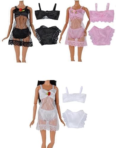 Codulu Puppenkleidung, Unterwäsche, Nachtwäsche, Pyjama, Nachthemd, Spitzenkleid, Tops, Hosen, Outfits, Kostüm-Zubehör für 30 cm große Amerika-Puppen, Kinderspielzeug, 3 Sets-B Codulu Puppenkleidung, Unterwäsche, Nachtwäsche, Pyjama, Nachthemd, Spitzenkleid, Tops, Hosen, Outfits, Kostüm-Zubehör für 30 cm große Amerika-Puppen, Kinderspielzeug, 3 Sets-B von Codulu