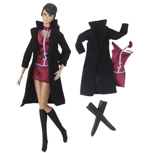 Codulu Puppenkleidung für 11,5 Zoll America Doll 30 cm Mädchenpuppe-Lange Mäntel, Kleider, Stiefel, Hüte, lässige Winter-Outfits, Kostüm für 1/6 BJD-Puppe, Kinderspielzeug-3-teilig/Set-#E Codulu Puppenkleidung für 11,5 Zoll America Doll 30 cm Mädchenpuppe-Lange Mäntel, Kleider, Stiefel, Hüte, lässige Winter-Outfits, Kostüm für 1/6 BJD-Puppe, Kinderspielzeug-3-teilig/Set-#E von Codulu