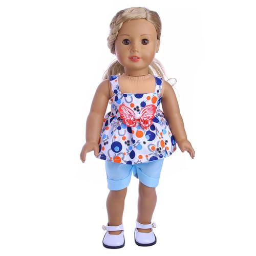 Codulu Puppenkleidung für 18-Zoll-American Doll-Blumen-T-Shirt, Shorts, Rock, Sommer-Outfits, Accessoires für 43-46 cm große Mädchenpuppen-Babypuppen-1 Set-B Codulu Puppenkleidung für 18-Zoll-American Doll-Blumen-T-Shirt, Shorts, Rock, Sommer-Outfits, Accessoires für 43-46 cm große Mädchenpuppen-Babypuppen-1 Set-B von Codulu