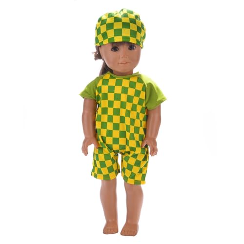 Codulu Puppenkleidung für 18-Zoll-American Doll-Gestreifter Karierter Badeanzug mit Badekappe, Outfits, Zubehör für 43–46 cm große Mädchenpuppen, Babypuppen, 1 Set, A Codulu Puppenkleidung für 18-Zoll-American Doll-Gestreifter Karierter Badeanzug mit Badekappe, Outfits, Zubehör für 43–46 cm große Mädchenpuppen, Babypuppen, 1 Set, A von Codulu