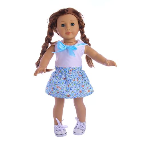 Codulu Puppenkleidung für 18-Zoll-American Doll-T-Shirt, Shorts, Rock, Sommer-Outfits, Accessoires für 43–46 cm große Mädchenpuppen, Babypuppen, 1 Set, H Codulu Puppenkleidung für 18-Zoll-American Doll-T-Shirt, Shorts, Rock, Sommer-Outfits, Accessoires für 43–46 cm große Mädchenpuppen, Babypuppen, 1 Set, H von Codulu