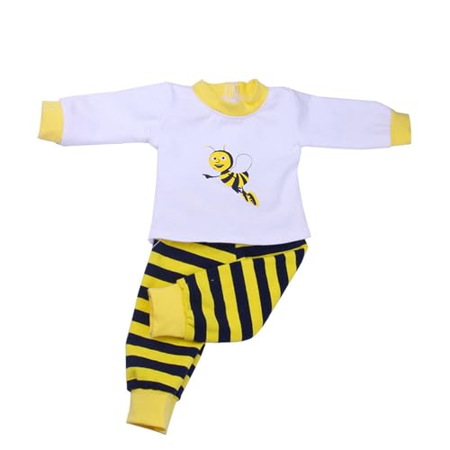 Codulu Puppenkleidung für 18-Zoll-American Doll-Top mit gestreiften Hosen, Outfits, Zubehör für 43–46 cm große Mädchenpuppen, Babypuppen, 1 Set, Gelb Codulu Puppenkleidung für 18-Zoll-American Doll-Top mit gestreiften Hosen, Outfits, Zubehör für 43–46 cm große Mädchenpuppen, Babypuppen, 1 Set, Gelb von Codulu