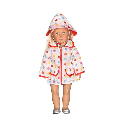 Codulu Puppenkleidung für 18 Zoll amerikanische Puppe, Gepunkteter Regenmantel mit Hut, Outfits, Zubehör für 43–46 cm große Mädchenpuppen, Babypuppen, 2-teilig/Set Codulu Puppenkleidung für 18 Zoll amerikanische Puppe, Gepunkteter Regenmantel mit Hut, Outfits, Zubehör für 43–46 cm große Mädchenpuppen, Babypuppen, 2-teilig/Set von Codulu