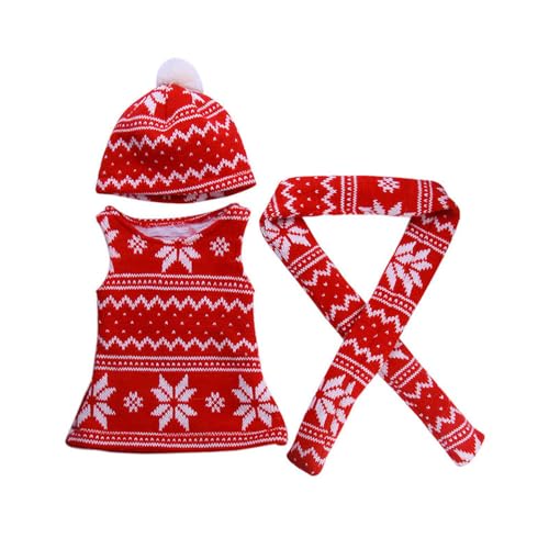 Codulu Puppenkleidung für 18-Zoll-amerikanische Puppen, Weihnachtsstrickkleid, Schal, Mütze, Winter-Outfits, Zubehör für 43–46 cm große Mädchenpuppen, Babypuppen, 3-teilig/Set, Rot Codulu Puppenkleidung für 18-Zoll-amerikanische Puppen, Weihnachtsstrickkleid, Schal, Mütze, Winter-Outfits, Zubehör für 43–46 cm große Mädchenpuppen, Babypuppen, 3-teilig/Set, Rot von Codulu