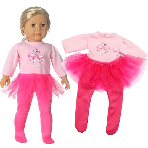Codulu Puppenkleidung für 18 Zoll amerikanische Puppen-Flamingos Hosen Freizeitkleidung Puppen-Zubehör 43-46 cm Puppen-2 Stück/Set-Rot Rose von Codulu
