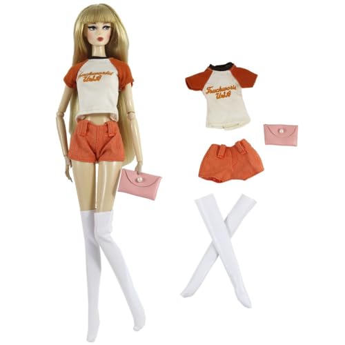 Codulu Puppenkleidung für 29,2 cm große America-Puppe, 30 cm, Mädchen, Puppe, lässiges Outfit, T-Shirt, Rock, Shorts, Schuhe, Zubehör für 1/6 BJD-Puppe, Kinderspielzeug, 4 Stück/Set (#I) von Codulu