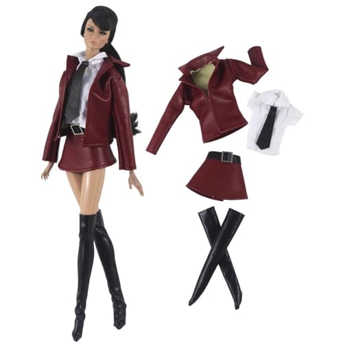 Codulu Puppenkleidung für 29,2 cm große Amerika-Puppe, 30 cm, Lederjacke, Hemden, Rock, Stiefel, lässige Outfits, Kostüm für 1/6 BJD-Puppe, Kinderspielzeug, 4 Stück/Set-#B Codulu Puppenkleidung für 29,2 cm große Amerika-Puppe, 30 cm, Lederjacke, Hemden, Rock, Stiefel, lässige Outfits, Kostüm für 1/6 BJD-Puppe, Kinderspielzeug, 4 Stück/Set-#B von Codulu