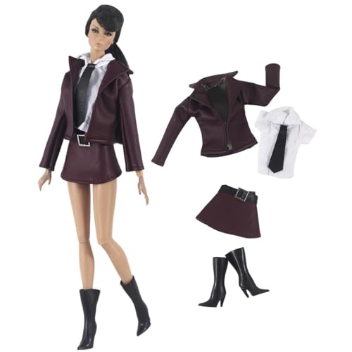 Codulu Puppenkleidung für 29,2 cm große Amerika-Puppe, 30 cm, Lederjacke, Hemden, Rock, Stiefel, lässige Outfits, Kostüm für 1/6 BJD-Puppe, Kinderspielzeug, 4 Stück/Set-#E Codulu Puppenkleidung für 29,2 cm große Amerika-Puppe, 30 cm, Lederjacke, Hemden, Rock, Stiefel, lässige Outfits, Kostüm für 1/6 BJD-Puppe, Kinderspielzeug, 4 Stück/Set-#E von Codulu
