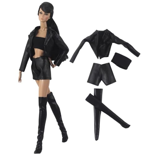 Codulu Puppenkleidung für 29,2 cm große Amerika-Puppe, 30 cm, Lederjacke, Oberteil, Rock, Stiefel, lässige Outfits, Kostüm für 1/6 BJD-Puppe, Kinderspielzeug, 4 Stück/Set-#B Codulu Puppenkleidung für 29,2 cm große Amerika-Puppe, 30 cm, Lederjacke, Oberteil, Rock, Stiefel, lässige Outfits, Kostüm für 1/6 BJD-Puppe, Kinderspielzeug, 4 Stück/Set-#B von Codulu