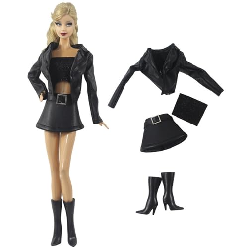 Codulu Puppenkleidung für 29,2 cm große Amerika-Puppe, 30 cm, Mädchen, Puppe, lässige Outfits, PU-Mantel, Hose, Rock, Tasche, Kostüm, Zubehör für 1/6 BJD-Puppe, Kinderspielzeug, #B von Codulu