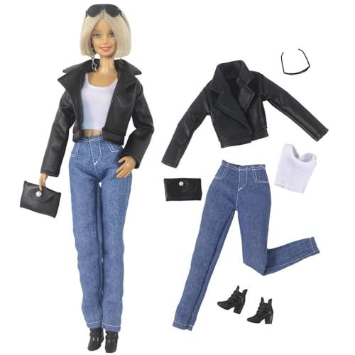 Codulu Puppenkleidung für 29,2 cm große Amerika-Puppe, 30 cm, Mädchen, Puppe, legere Outfits, Mantel, Hose, Schuhe, Tasche, Sonnenbrille, Kostüm für 1/6 BJD-Puppe, Kinderspielzeug, 6 Stück/Set (#H) Codulu Puppenkleidung für 29,2 cm große Amerika-Puppe, 30 cm, Mädchen, Puppe, legere Outfits, Mantel, Hose, Schuhe, Tasche, Sonnenbrille, Kostüm für 1/6 BJD-Puppe, Kinderspielzeug, 6 Stück/Set (#H) von Codulu