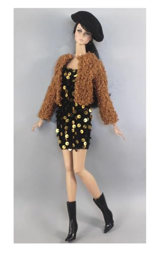 Codulu Puppenkleidung für 29,2 cm große Amerika-Puppe, 30 cm, Plüschmantel, Pailletten, Kleid, Stiefel, Hut, Winter, lässiges Outfit, Kostüm für 1/6 BJD-Puppe, Kinderspielzeug, 4 Stück/Set-#D Codulu Puppenkleidung für 29,2 cm große Amerika-Puppe, 30 cm, Plüschmantel, Pailletten, Kleid, Stiefel, Hut, Winter, lässiges Outfit, Kostüm für 1/6 BJD-Puppe, Kinderspielzeug, 4 Stück/Set-#D von Codulu