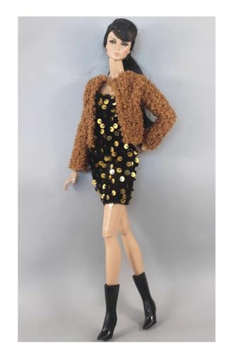 Codulu Puppenkleidung für 29,2 cm große Amerika-Puppe, 30 cm, Plüschmantel, Pailletten, Kleid, Stiefel, Winter, legere Outfits, Kostüm für 1/6 BJD-Puppe, Kinderspielzeug, 3 Stück / Set#C Codulu Puppenkleidung für 29,2 cm große Amerika-Puppe, 30 cm, Plüschmantel, Pailletten, Kleid, Stiefel, Winter, legere Outfits, Kostüm für 1/6 BJD-Puppe, Kinderspielzeug, 3 Stück / Set#C von Codulu
