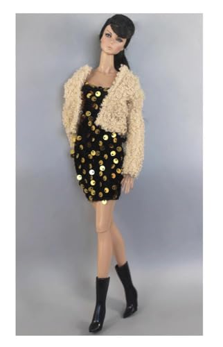 Codulu Puppenkleidung für 29,2 cm große Amerika-Puppe, 30 cm, Plüschmantel, Pailletten, Kleid, Stiefel, Winter, legere Outfits, Kostüm für 1/6 BJD-Puppe, Kinderspielzeug, 3-teiliges Set #A Codulu Puppenkleidung für 29,2 cm große Amerika-Puppe, 30 cm, Plüschmantel, Pailletten, Kleid, Stiefel, Winter, legere Outfits, Kostüm für 1/6 BJD-Puppe, Kinderspielzeug, 3-teiliges Set #A von Codulu
