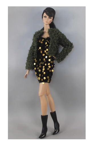 Codulu Puppenkleidung für 29,2 cm große Amerika-Puppe, 30 cm, Plüschmantel, Pailletten, Kleid, Stiefel, Winter, legere Outfits, Kostüm für 1/6 BJD-Puppe, Kinderspielzeug, 3-teiliges Set #B Codulu Puppenkleidung für 29,2 cm große Amerika-Puppe, 30 cm, Plüschmantel, Pailletten, Kleid, Stiefel, Winter, legere Outfits, Kostüm für 1/6 BJD-Puppe, Kinderspielzeug, 3-teiliges Set #B von Codulu