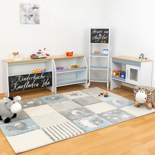 Coemo Kaufladen und Spielküche Ida in einem, 4er-Set mit Spülbecken, große Kinderküche, Spielzeugküche, Holzküche mit Kreidetafel, Küche für Kinder ab 3 Jahren, Farbe Grau Coemo Kaufladen und Spielküche Ida in einem, 4er-Set mit Spülbecken, große Kinderküche, Spielzeugküche, Holzküche mit Kreidetafel, Küche für Kinder ab 3 Jahren, Farbe Grau von Coemo