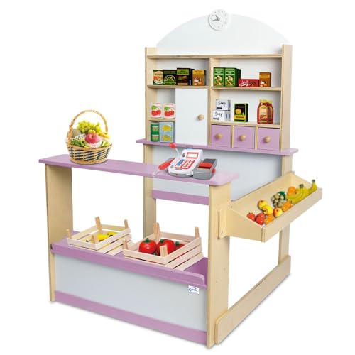 Coemo Kaufmannsladen Kinder Kaufladen Lilly Holz Verkaufsstand mit 3 Schubladen Schrank Uhr Theke Seitentheke Farbe Rosa-weiß Coemo Kaufmannsladen Kinder Kaufladen Lilly Holz Verkaufsstand mit 3 Schubladen Schrank Uhr Theke Seitentheke Farbe Rosa-weiß von Coemo
