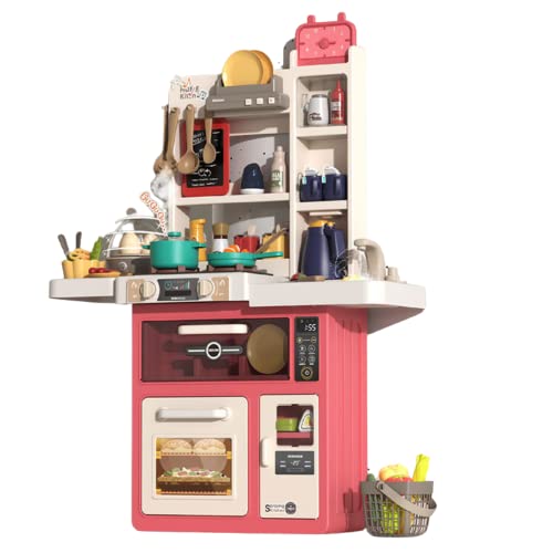 Coemo Kinderküche mit 63 TLG. Zubehör, Spülbecken, Kinderherd, Licht, Sound, Spielzeugküche - Die Spielküche Jenny in Rosa ist perfekt für Kids ab 3 Jahren von Coemo