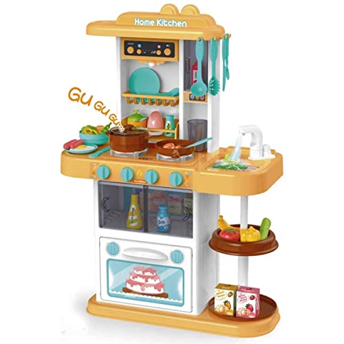 Kinderspielzeugküche mit 38 TLG. Zubehör, Spülbecken, Kinderherd, Licht, Sound, Kinderküche - Die Spielküche Paula in Gelb ist perfekt für Kids ab 3 Jahren von Coemo