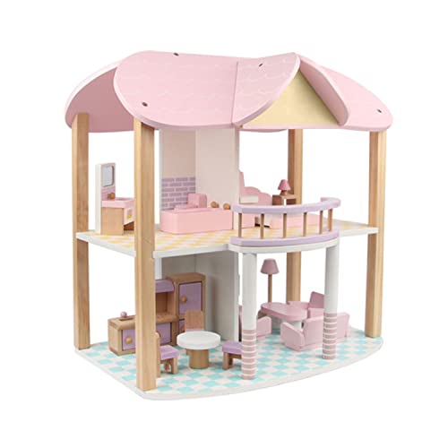 Puppenhaus Sandy komplett möbliert Puppenstube 2 Etagen Miniaturhaus Holz mit Einrichtung von Coemo